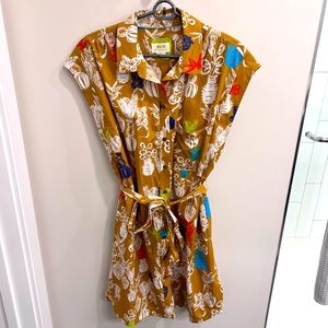 Shirt dress with tie waist